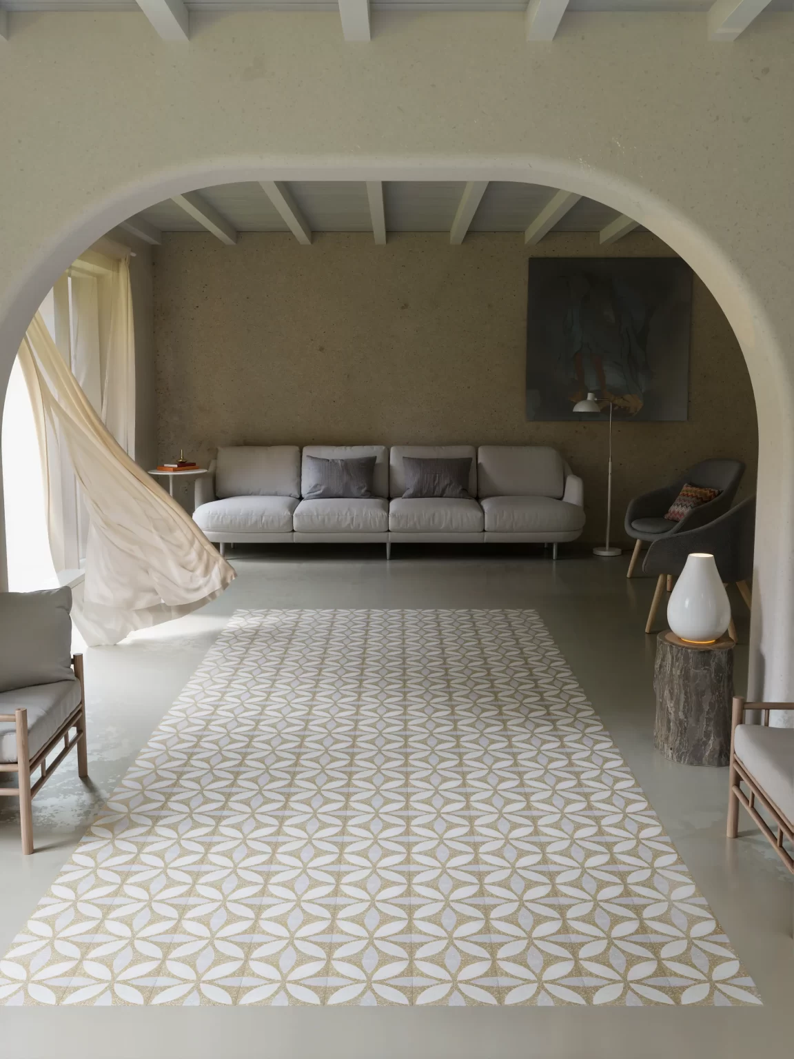 Interior con suelo de terrazzo Concret Diamond
