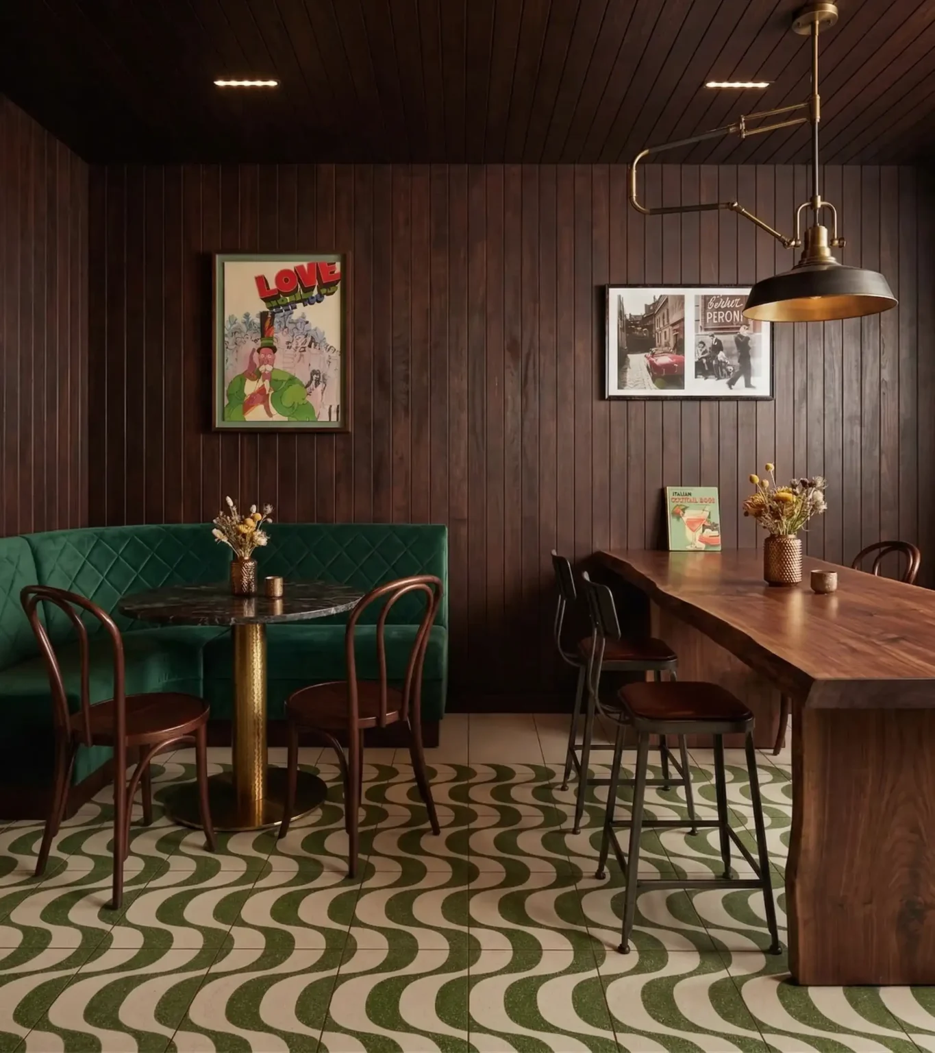 Restaurante con suelo de terrazzo