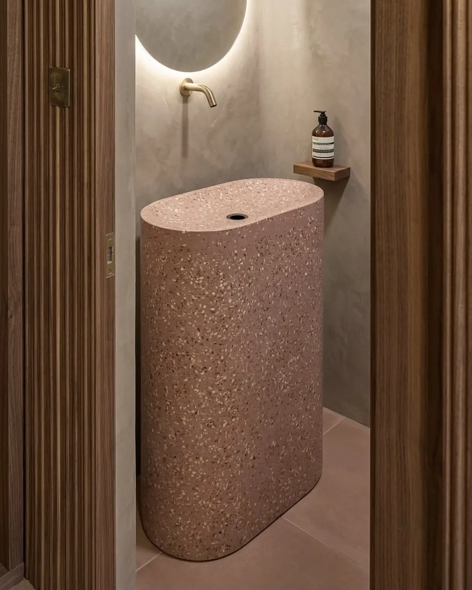 Pedestal de terrazo rosa