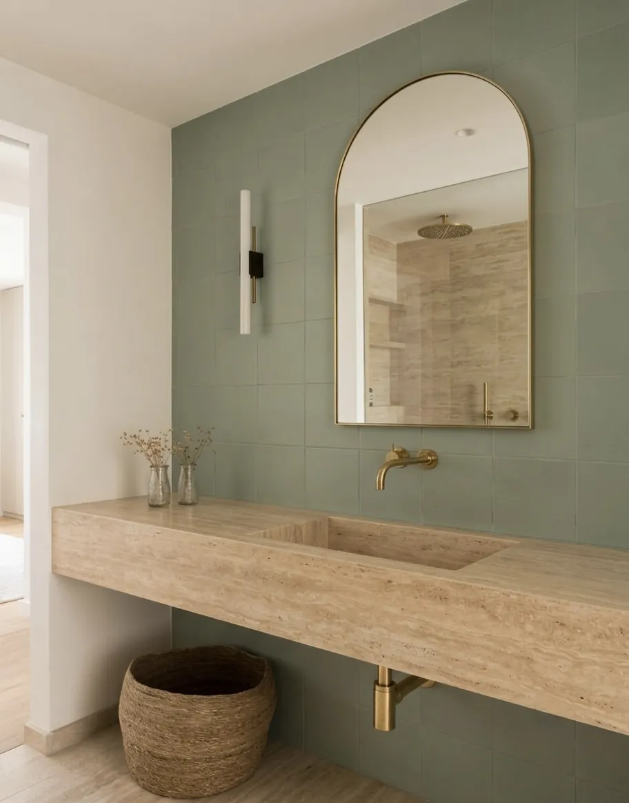 Travertino con pared verde
