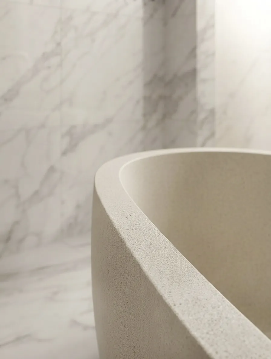 Bañera de microcemento, detalle