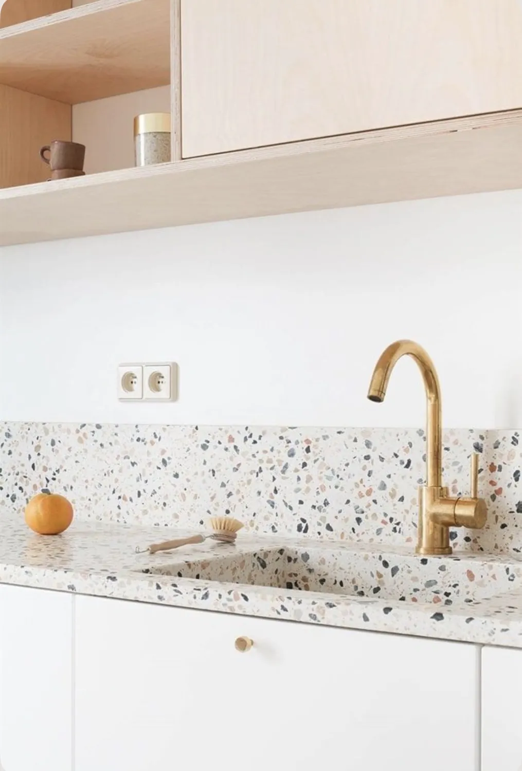 Encimera de cocina de terrazo blanco