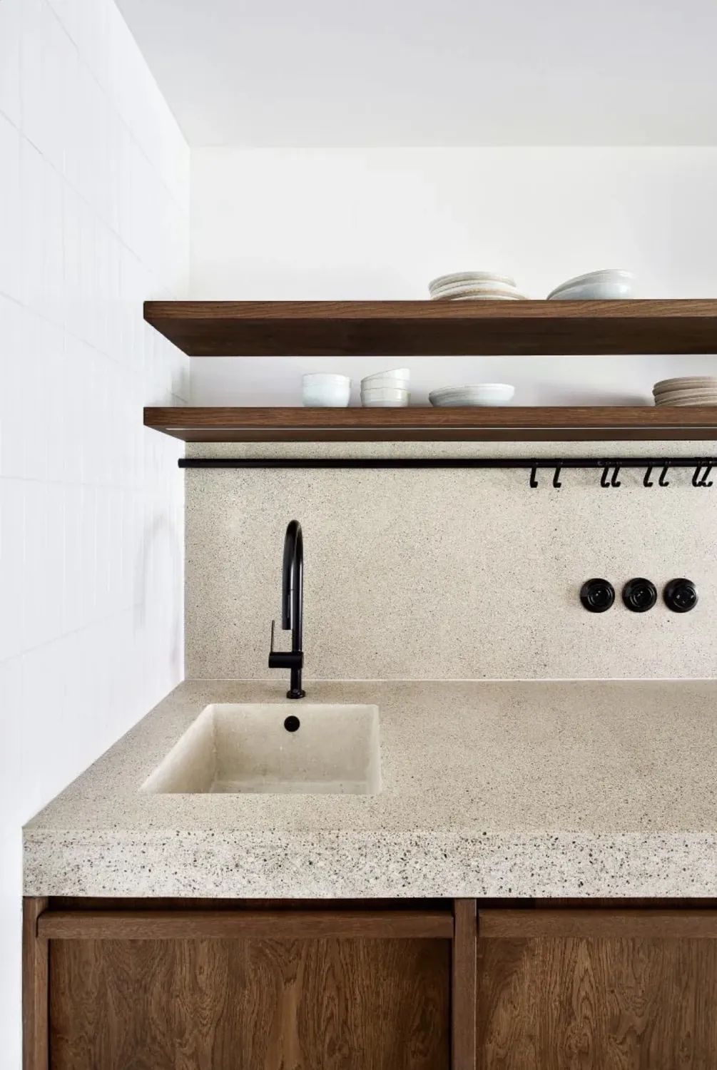 Encimera de cocina de terrazo gris