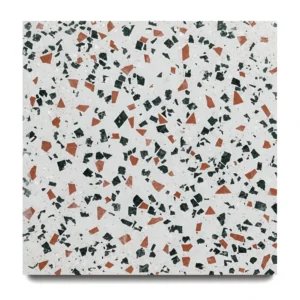 Terrazzo Jade Stone 60x60 em branco com agregados verde jade e terracota